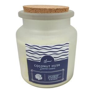 Trueliving Coconut Husk Scented Candle 15 Oz Modern Coastal Beach Jar w/ Lid New